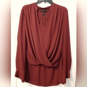 BCBG Jaclyn Excellent condition front draped blouse in merlot